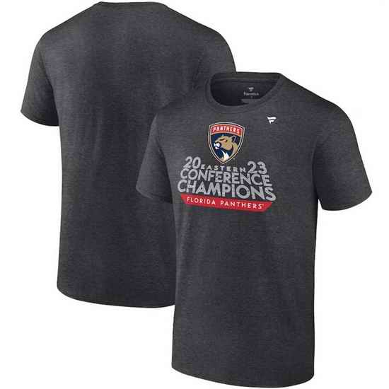 Men Florida Panthers Heather Charcoal 2023 Eastern Conference Champions Locker Room T Shirt